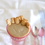 Butterscotch dairy pudding with tiny teddy biscuits